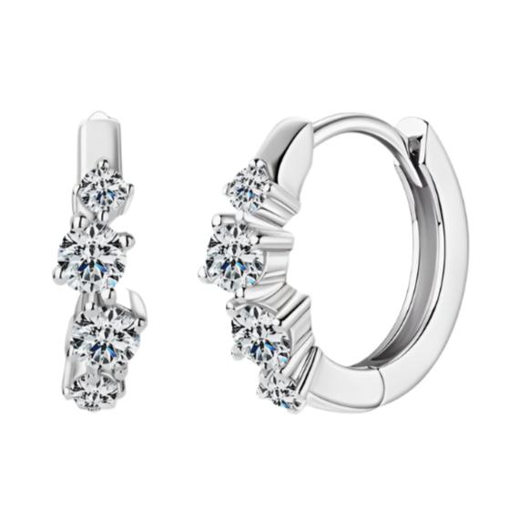 925 Sterling Silver Moissanite Huggie Earrings