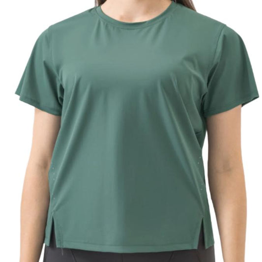 Slit Round Neck Short Sleeve Active T-Shirt