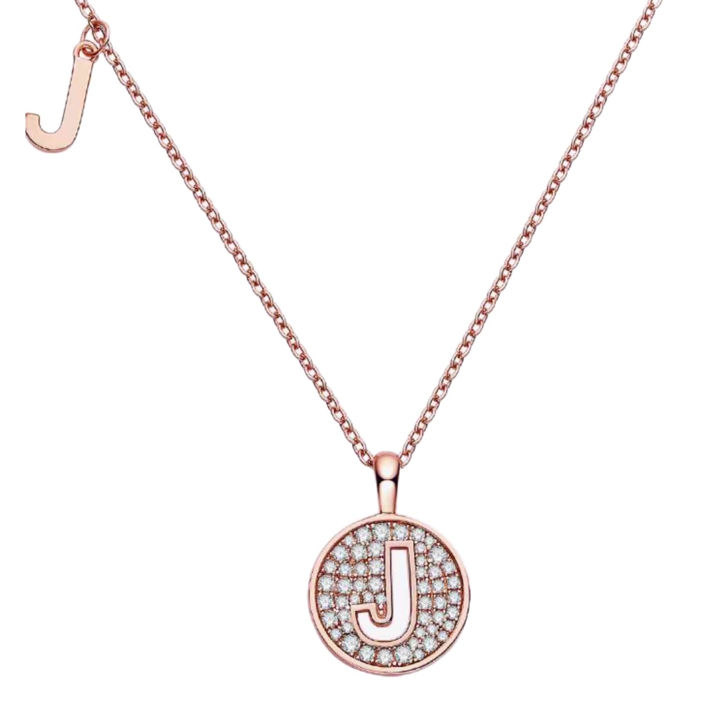 Moissanite Coin Initial Charm Necklace - A to J