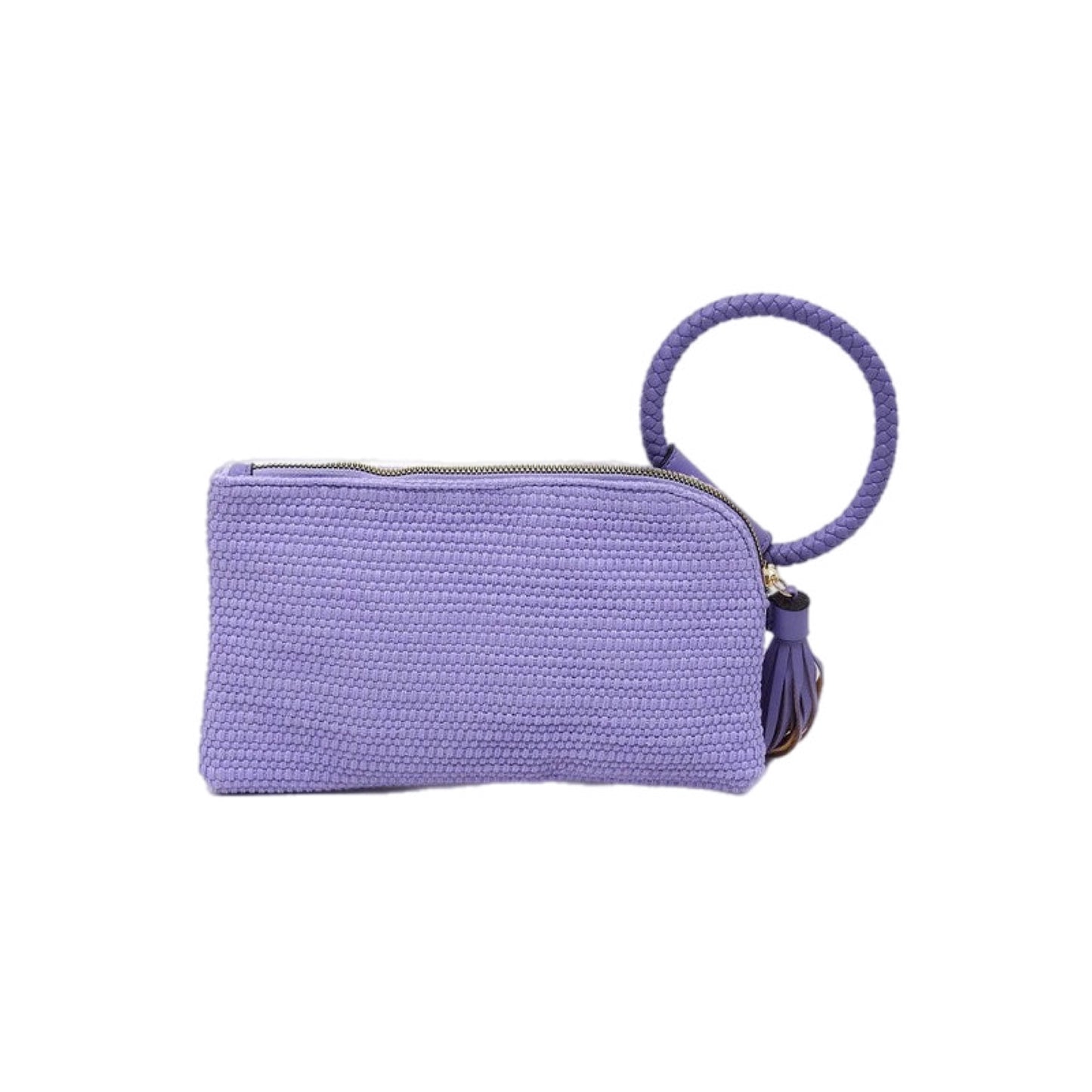 Canvas Cuff Handle Wristlet Clutch with Tassel