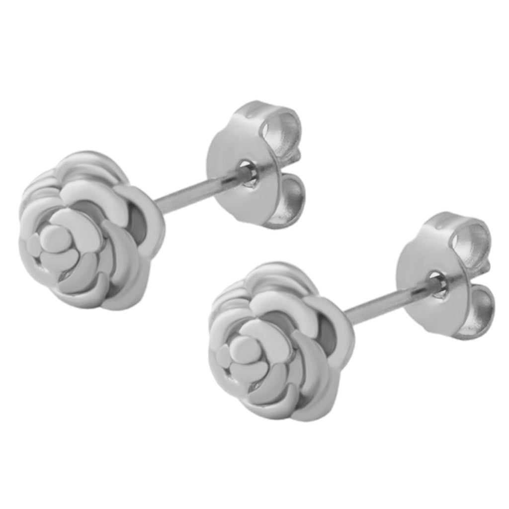 Titanium Steel Rose Stud Earrings