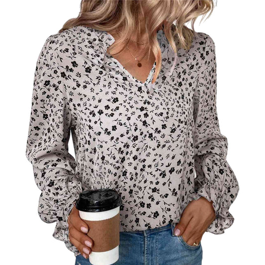 Notched Neck Flounce Blouse