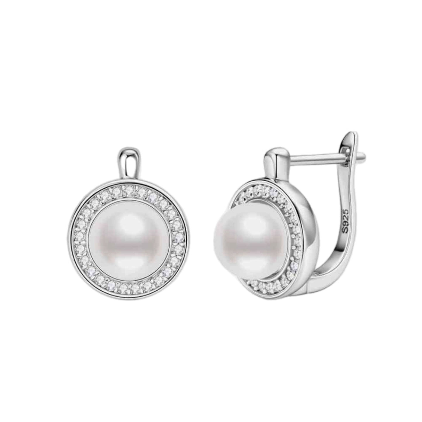 Moissanite & Pearl Stud Dangle Earrings