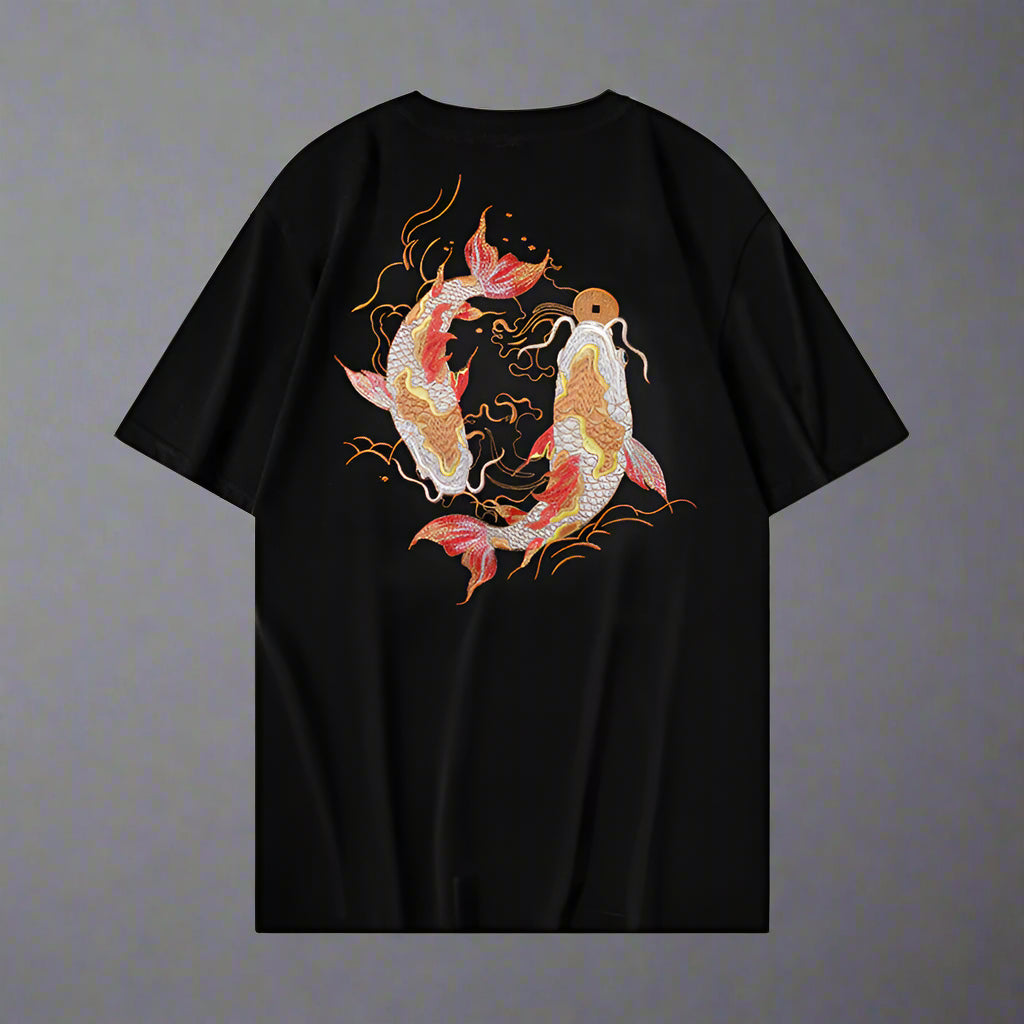 Men's Round-Neck T-shirt with Koi Graphic