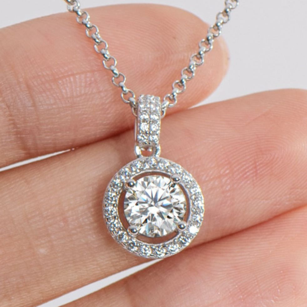 Classic Halo Zircon Pendant Necklace