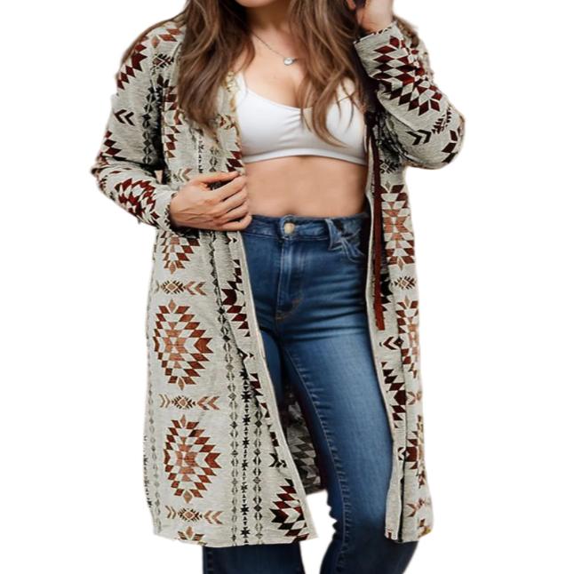 Geometric Open Front Cardigan