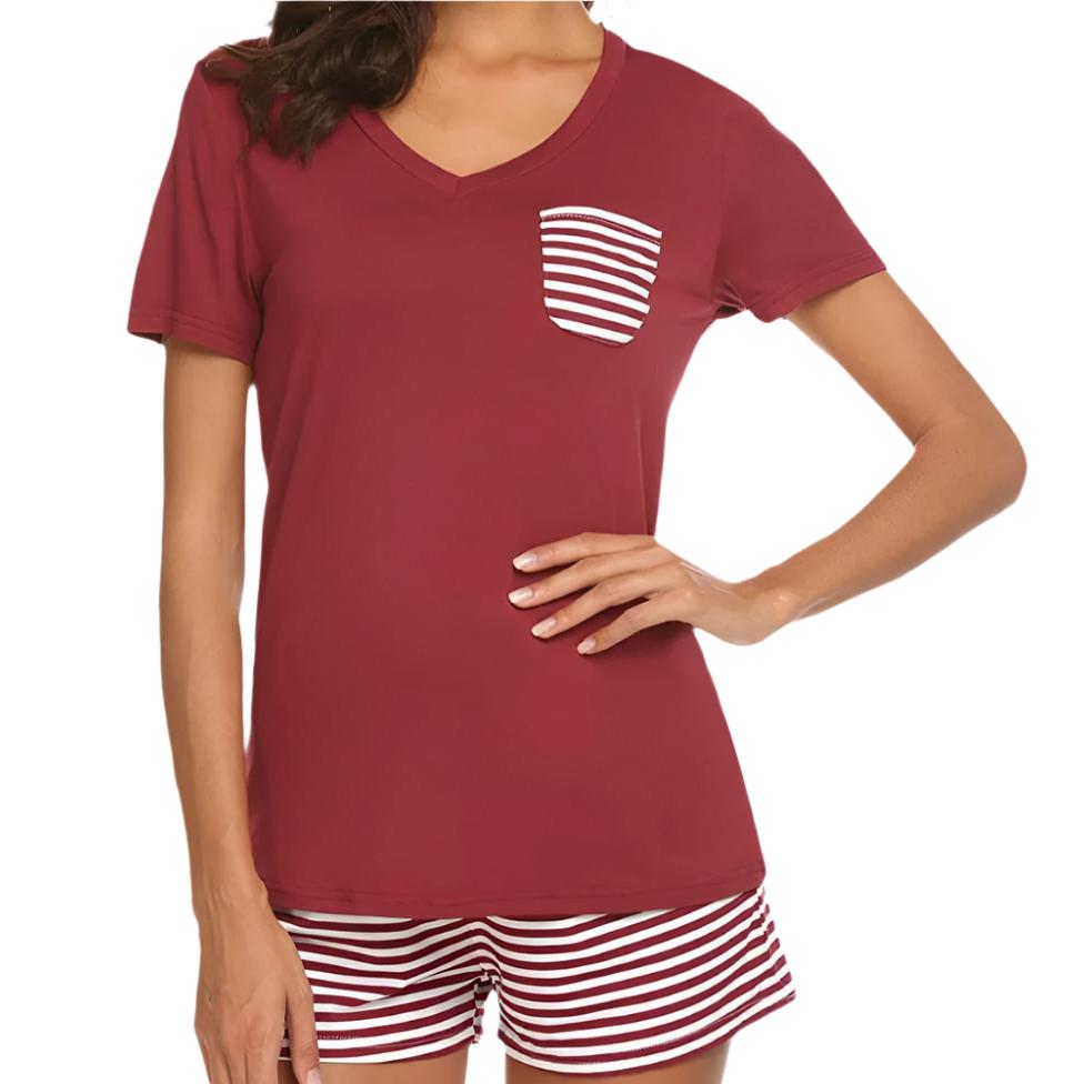 Striped Short Sleeve Top & Shorts Pajama Set