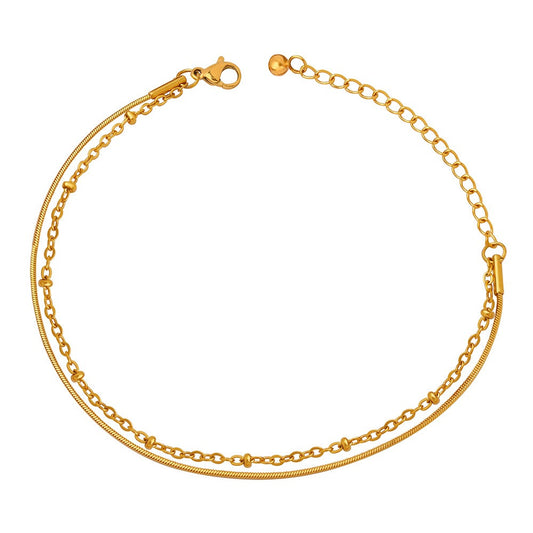 Gold, Silver or Rose Gold Steel Layered Chain Bracelet