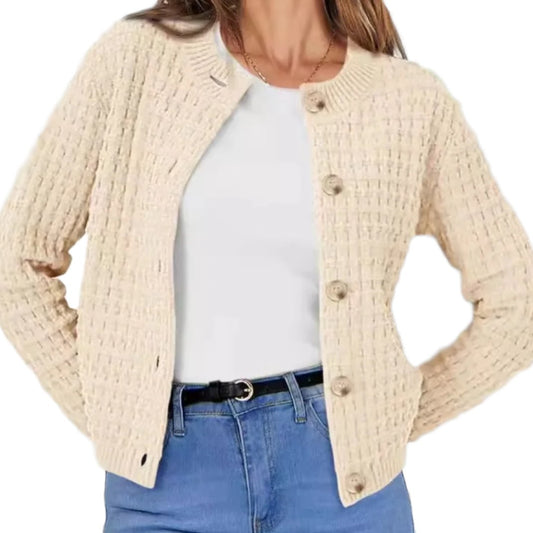 Button Up Round Neck Cardigan