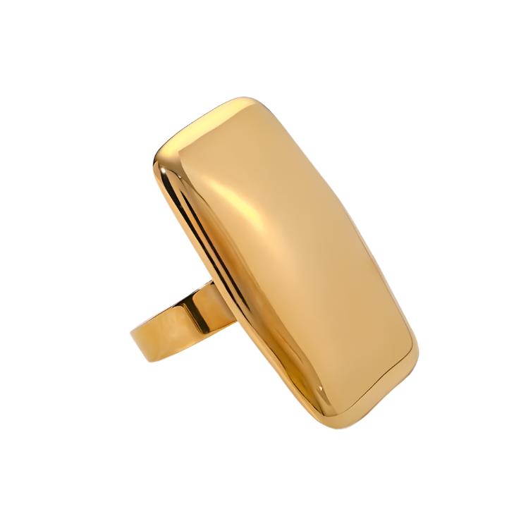 Gold or Silver Steel Rectangle Open Ring