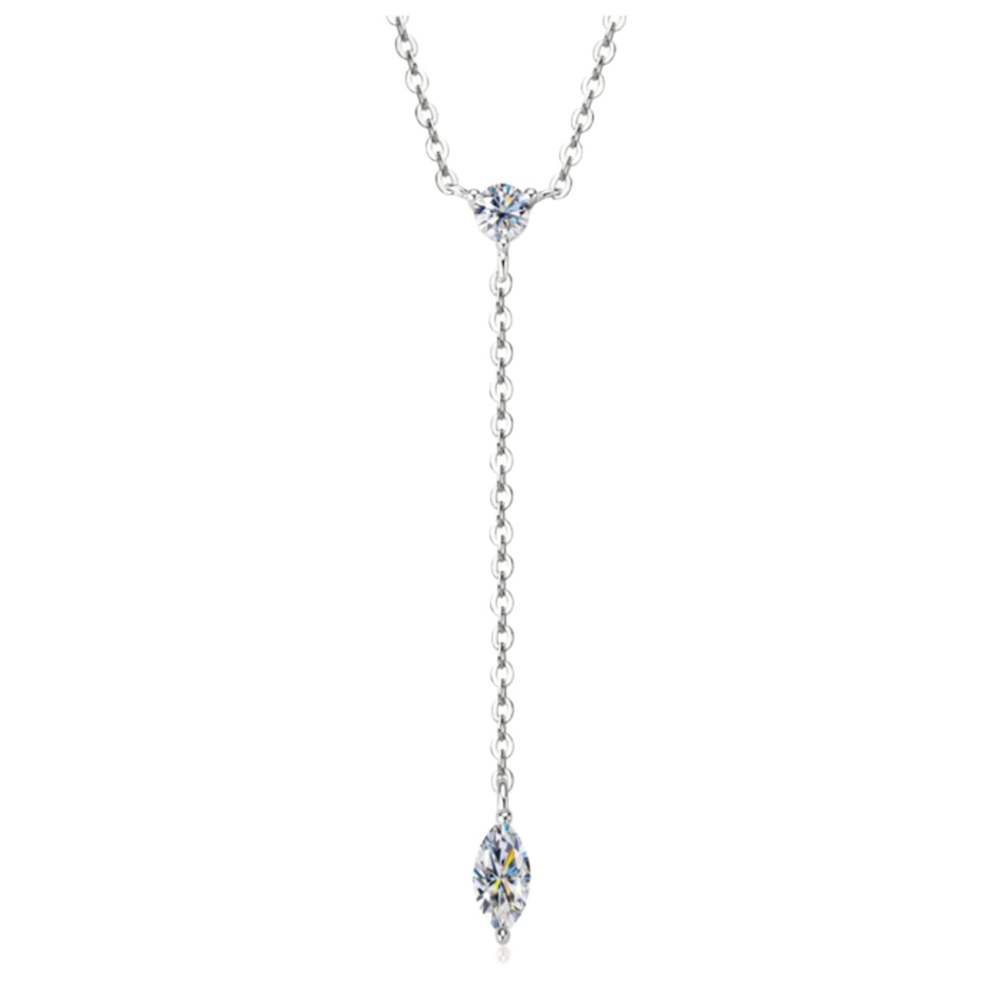 Luminous Moissanite Drop Sterling Silver Necklace