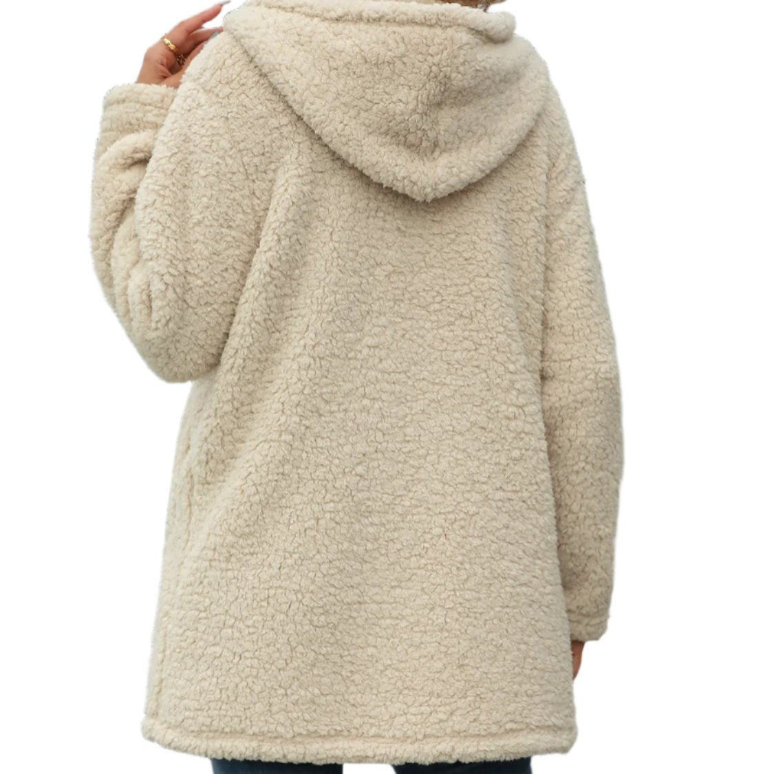 Fuzzy Zip Up Hooded Jacket