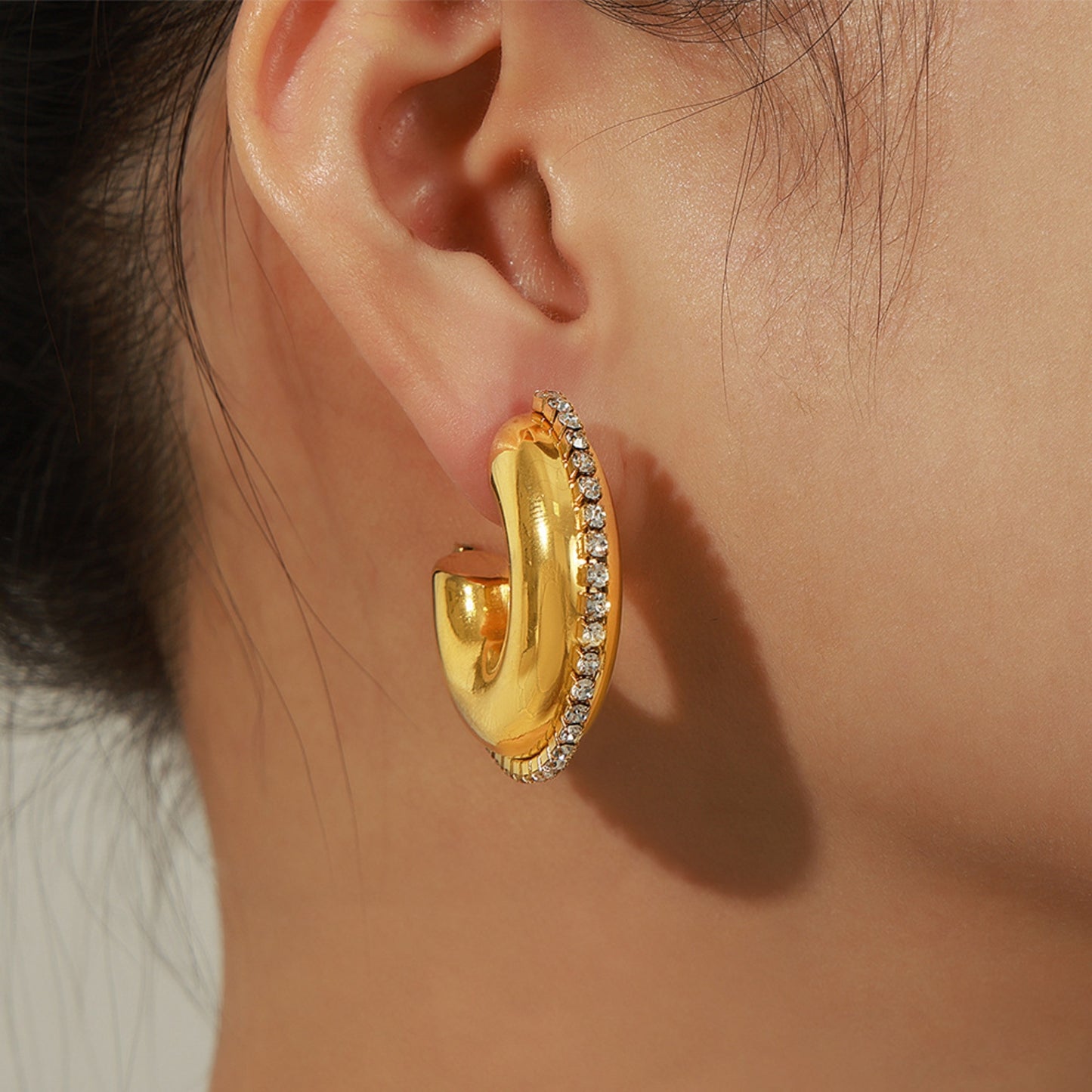 Gilded Zircon Luxe C-Hoop Earrings