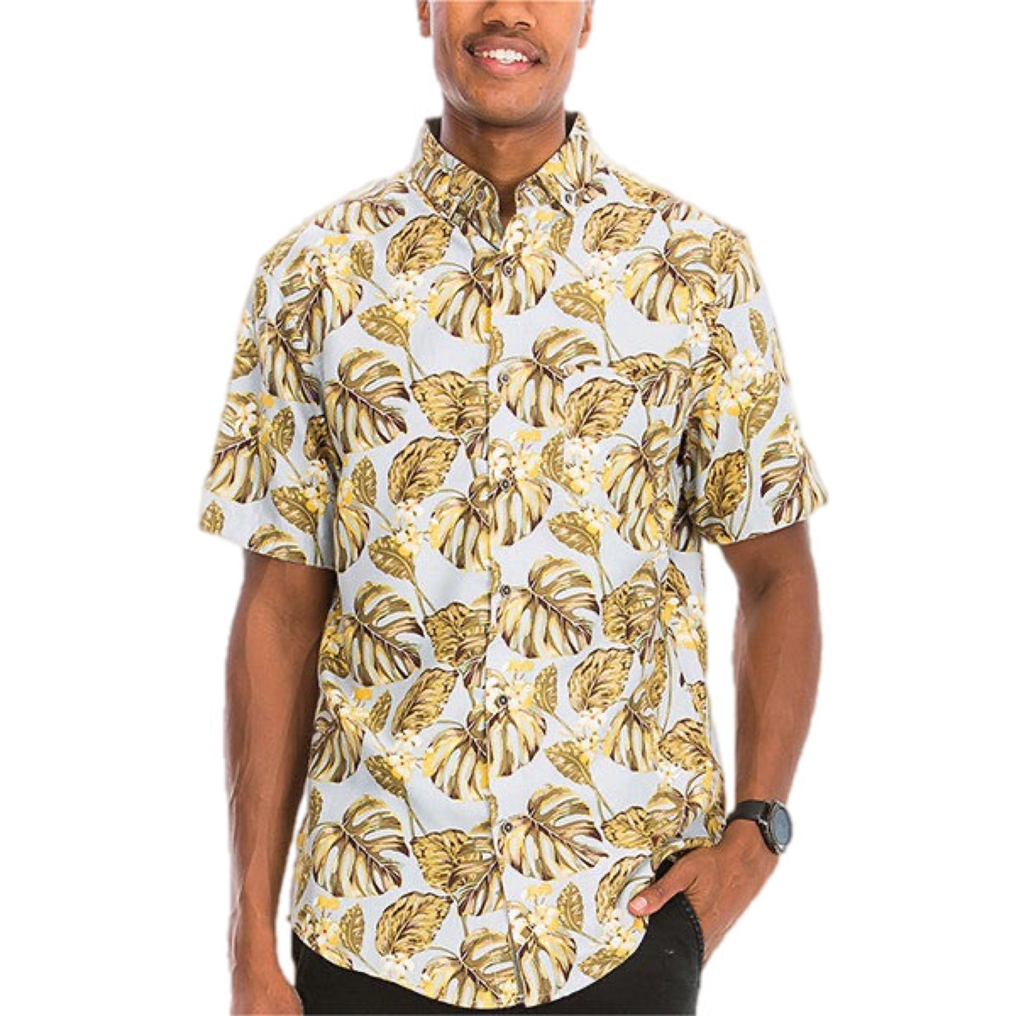 Hawaiian Print Button Down Shirt