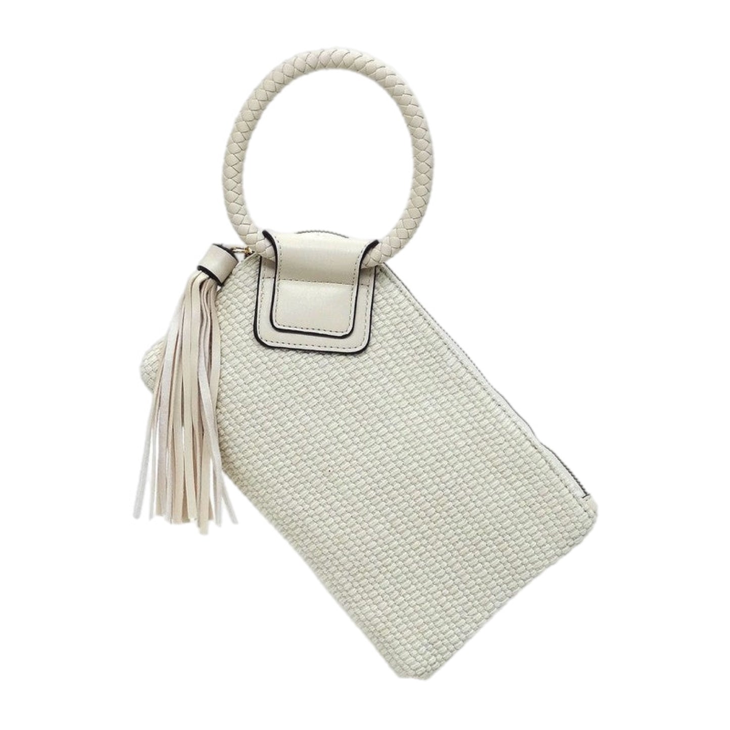 Canvas Cuff Handle Wristlet Clutch with Tassel