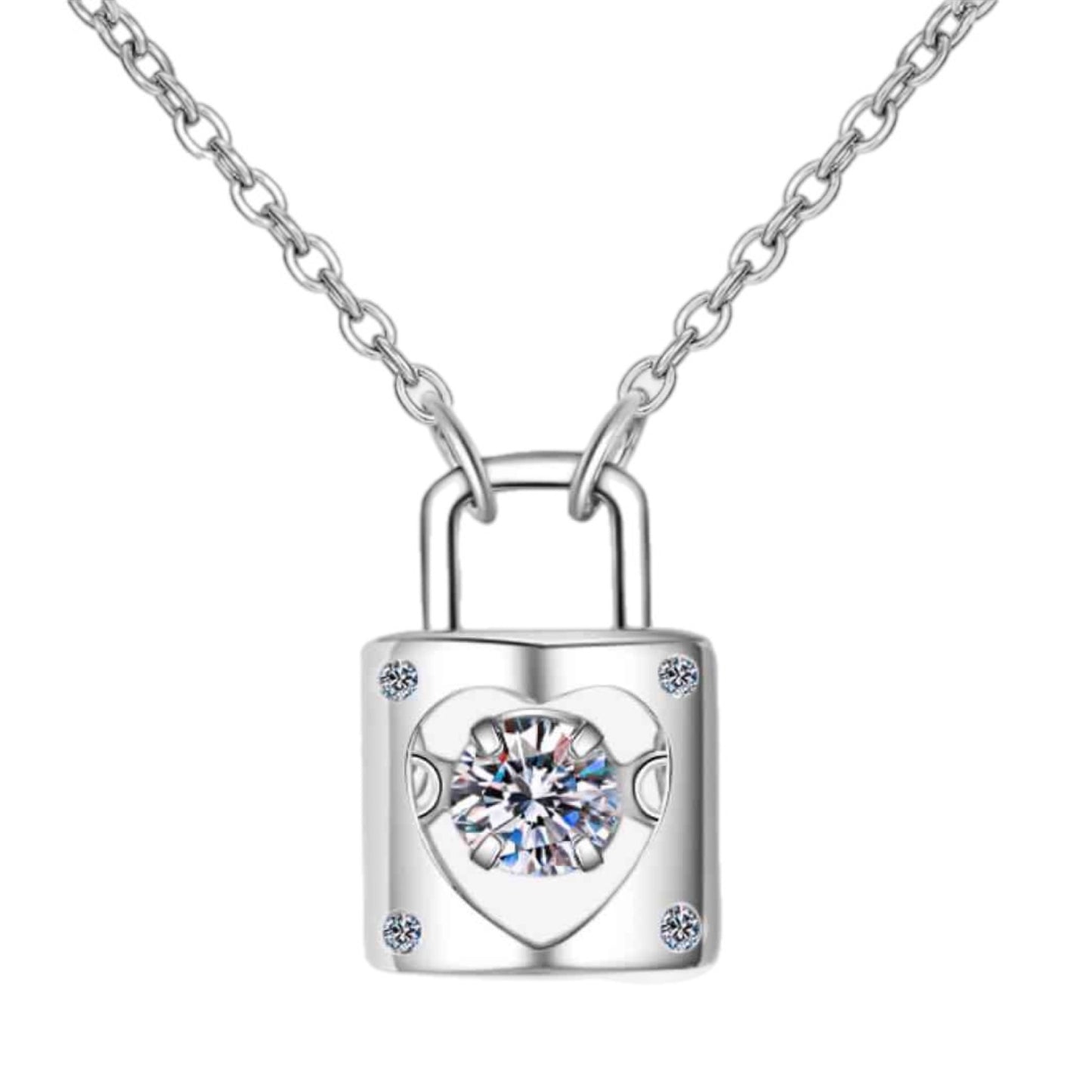 Moissanite Locket Sterling Silver Charm Necklace