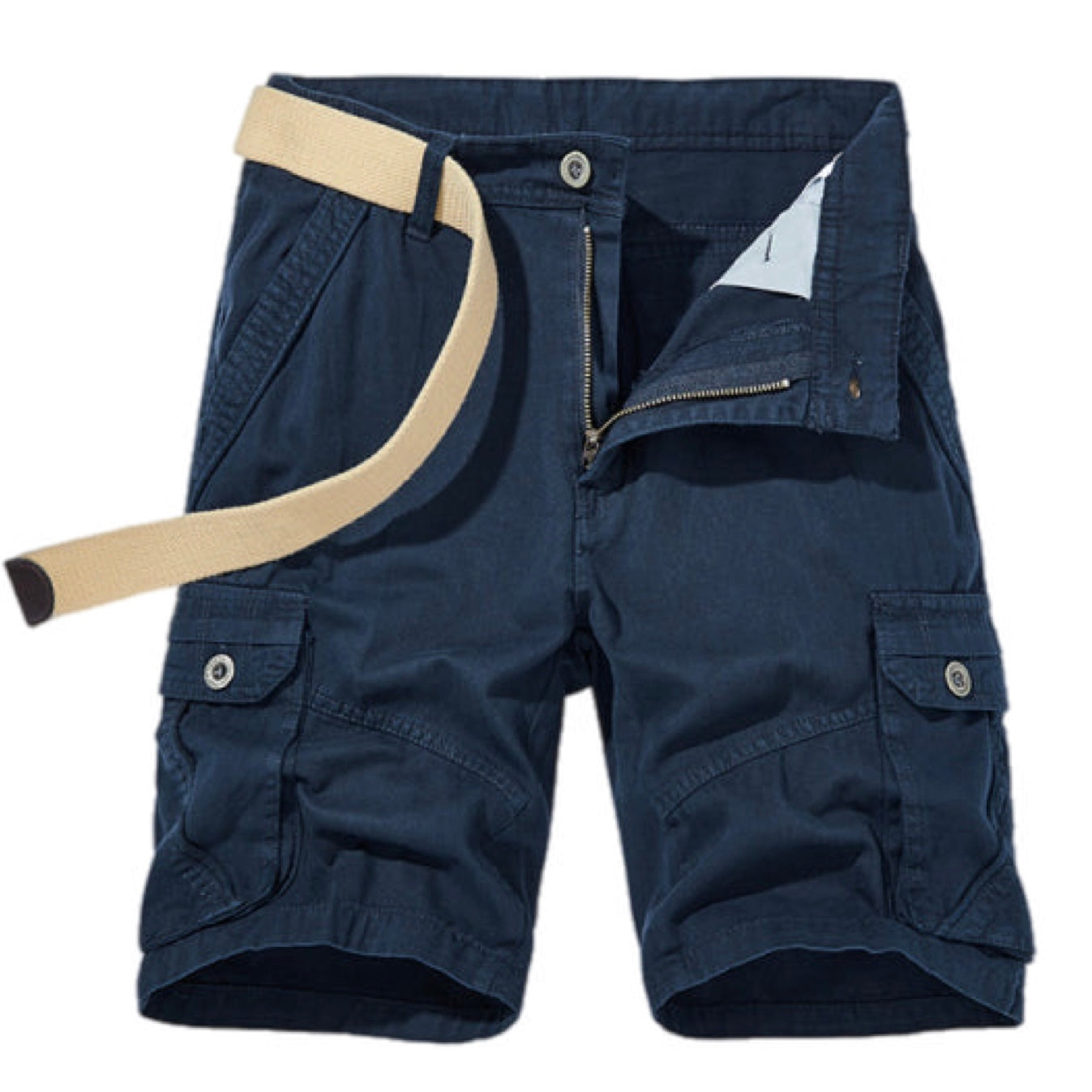 Multi-Pocket Cargo Shorts (Without Belt）