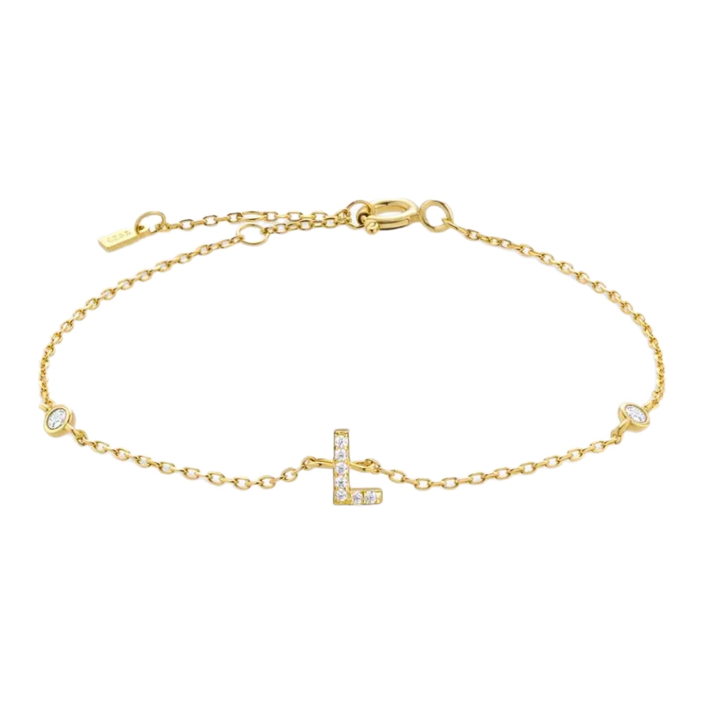 CZ Initial Charm Bracelet - L To P