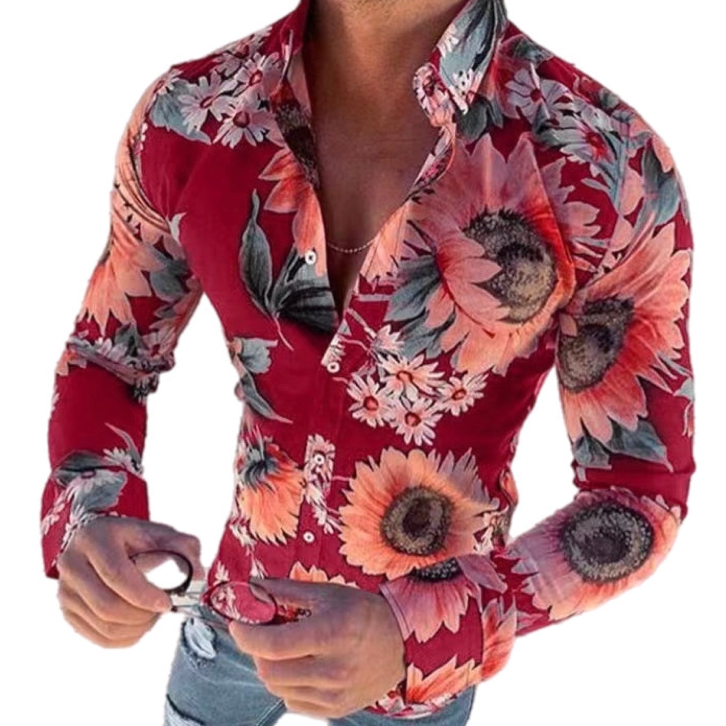 Floral Print Long Sleeve Button Up Shirt