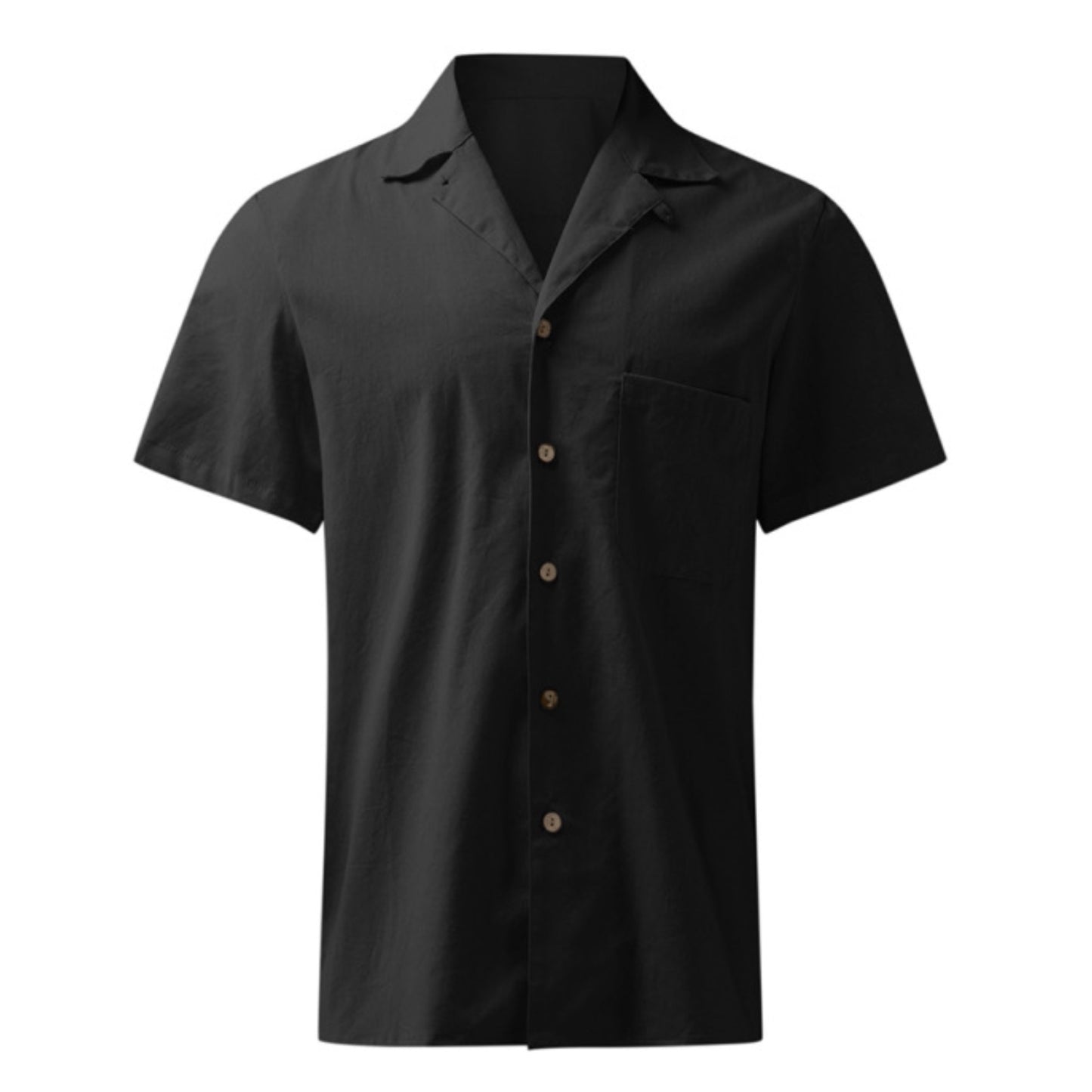 Men's Woven Linen Loose Button Up Shirt