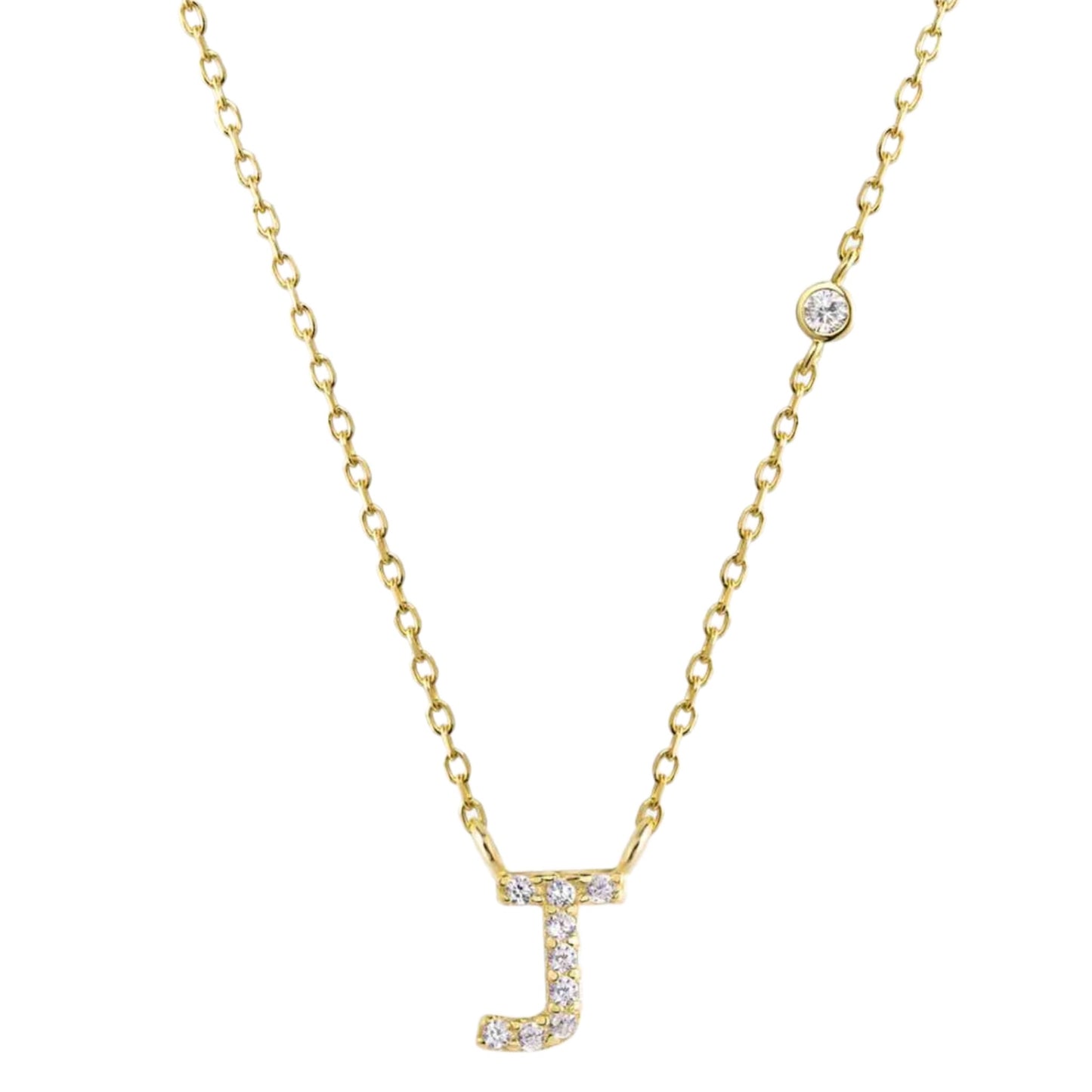 CZ Initial Charm Necklace - G to K