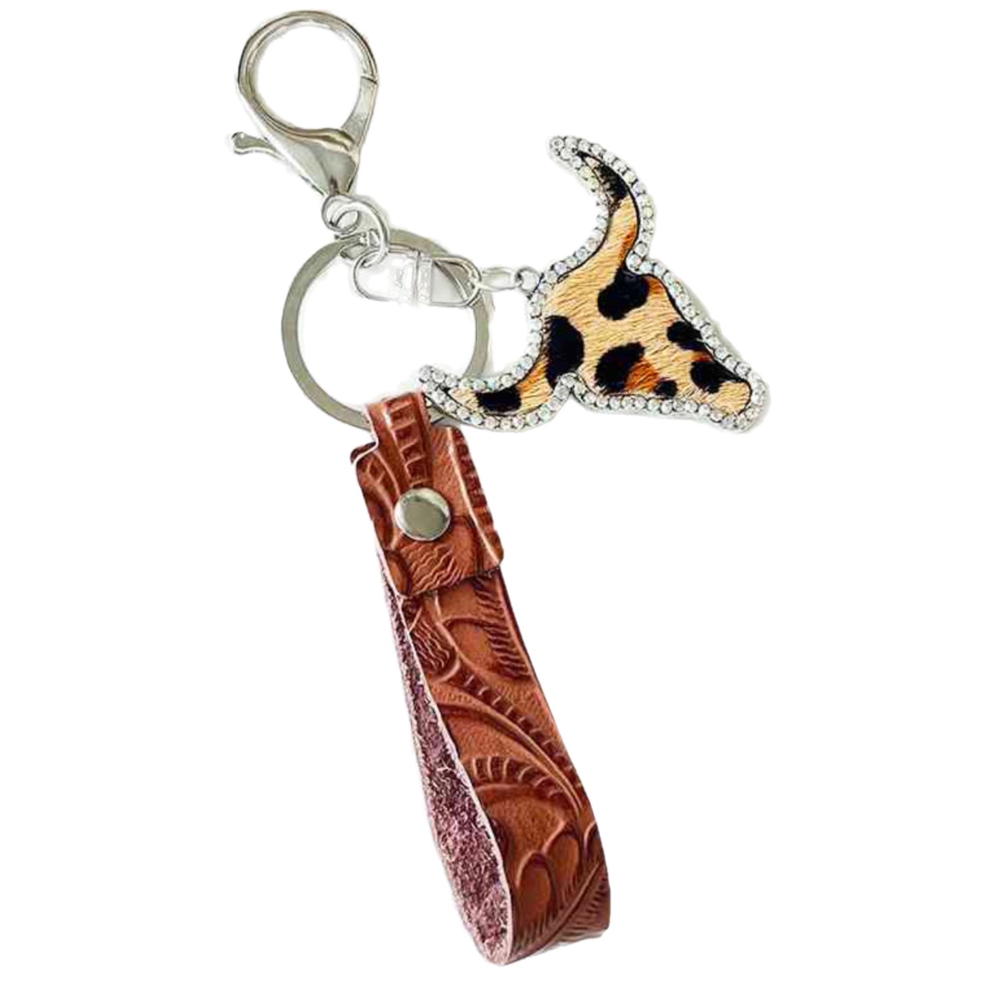 Rhinestone Bull Keychain