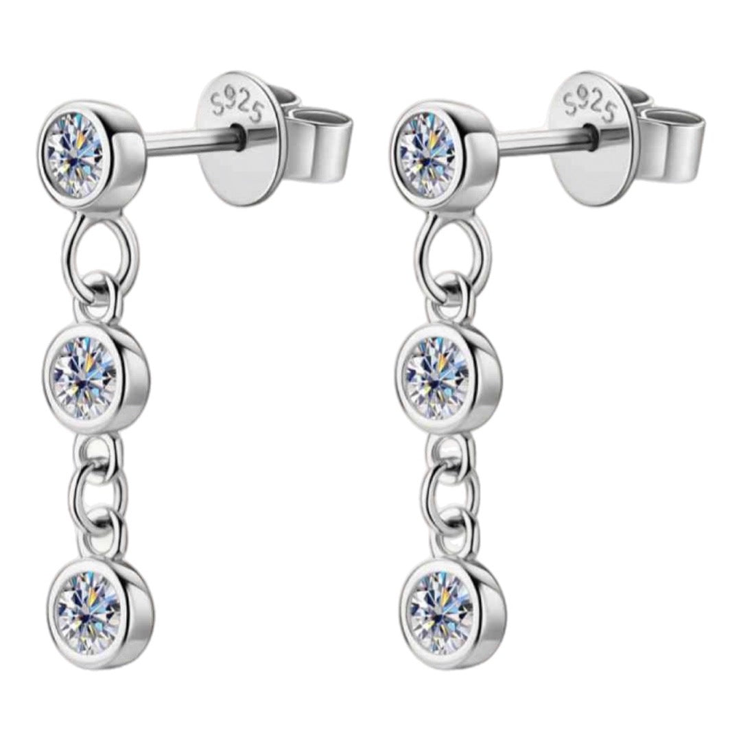 Sterling Silver Moissanite Dangle Stud Earrings