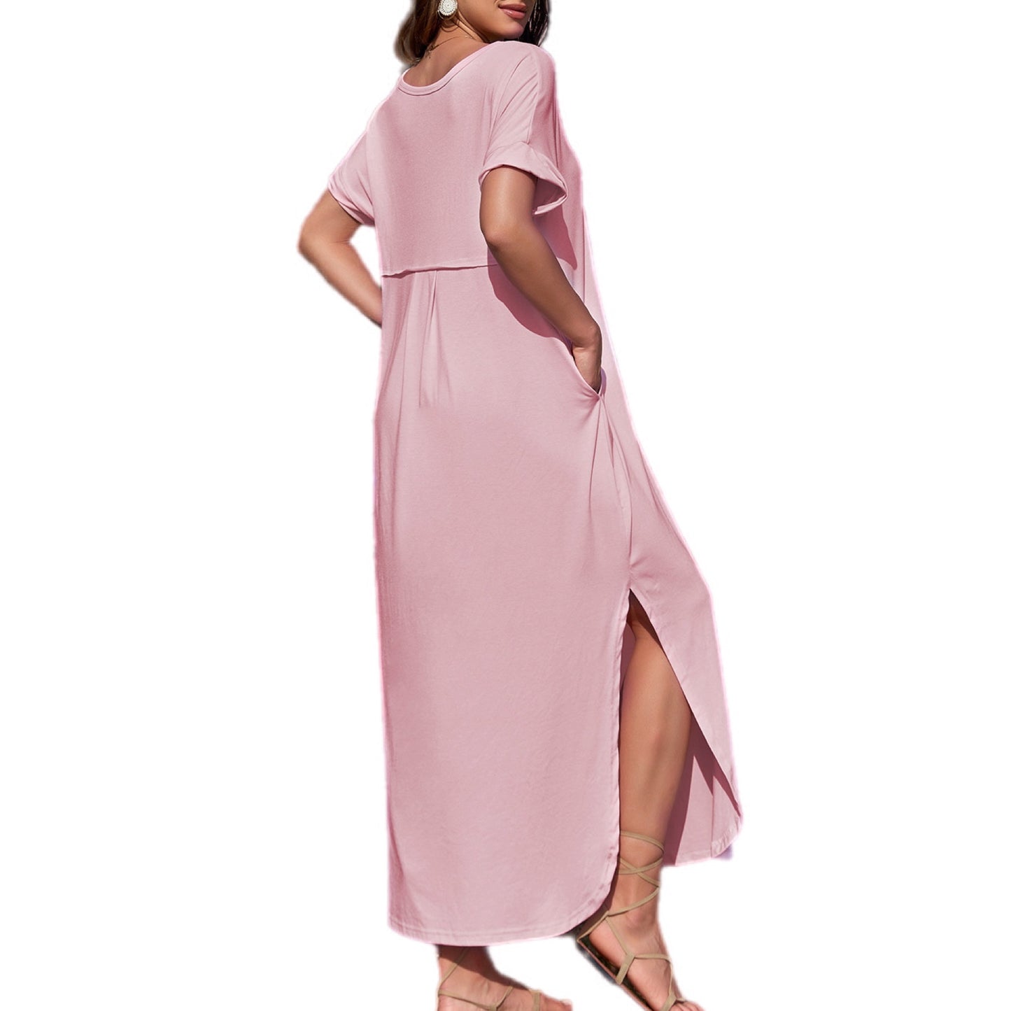 Casual Comfort Side-Slit Maxi Tee Dress