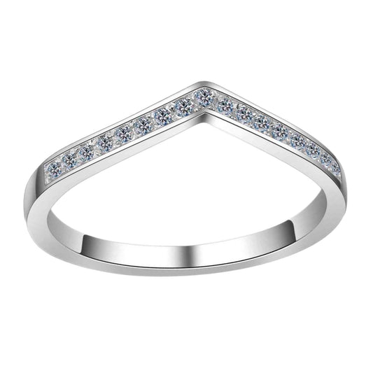 Moissanite Chevron Sterling Silver Ring