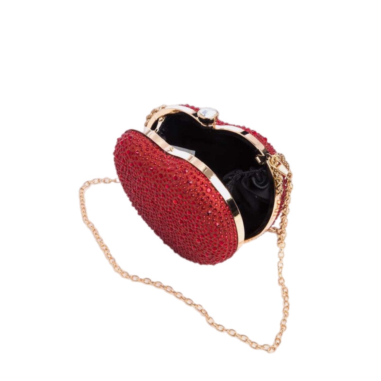 Rhinestone Pave Heart Shape Convertible Clutch