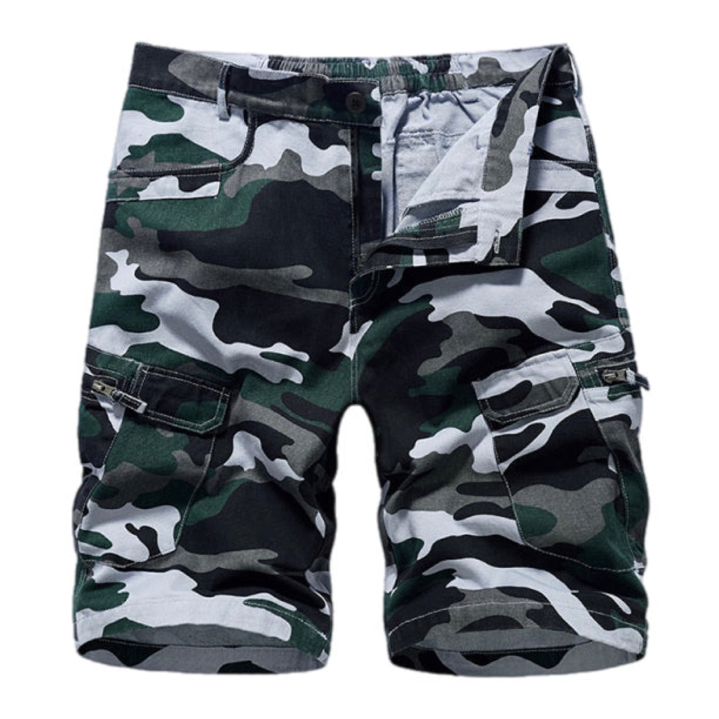 Camouflage Print Cargo Shorts