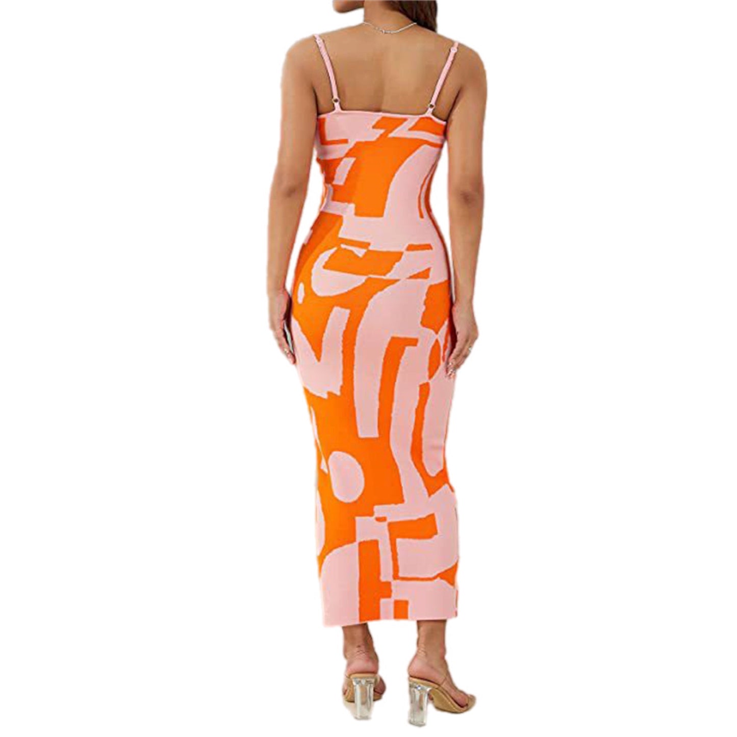 Abstract Print Spaghetti Strap Maxi Dress