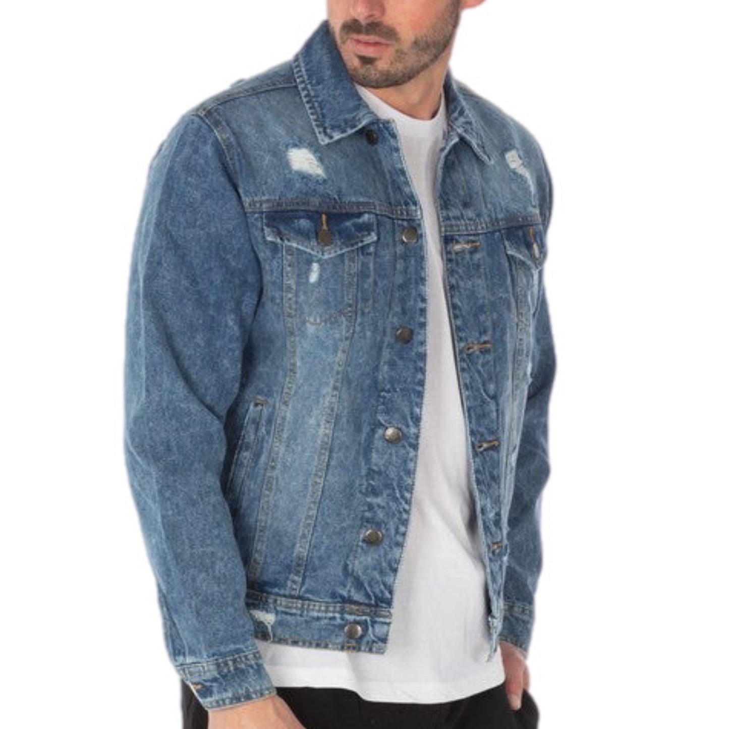 Distressed Vintage Roadster Denim Jacket