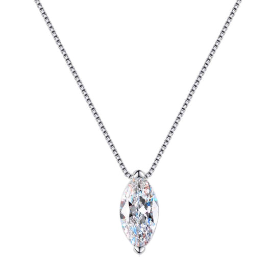 1 Carat Marquise Moissanite Sterling Silver Charm Necklace