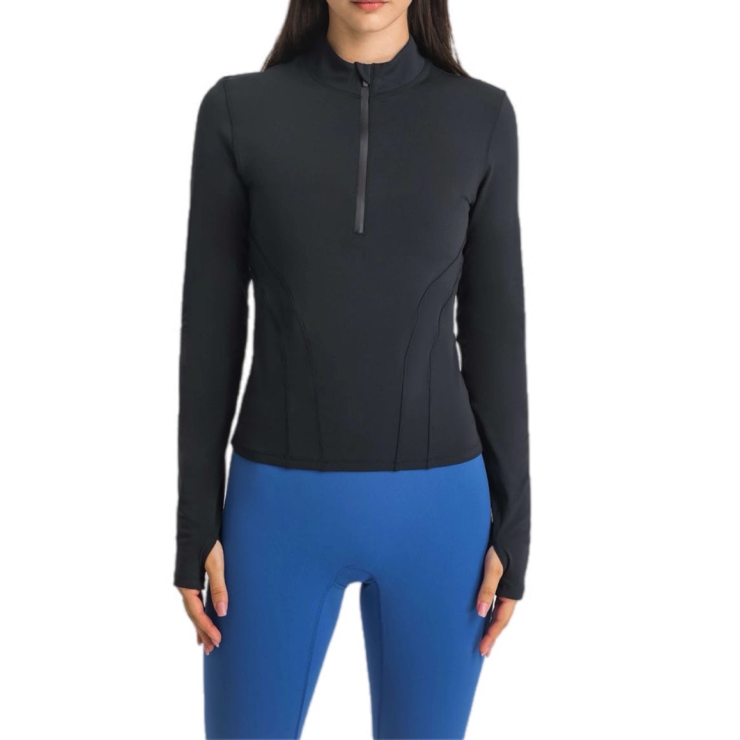 Half Zip Thumbhole Sleeve Sports Top