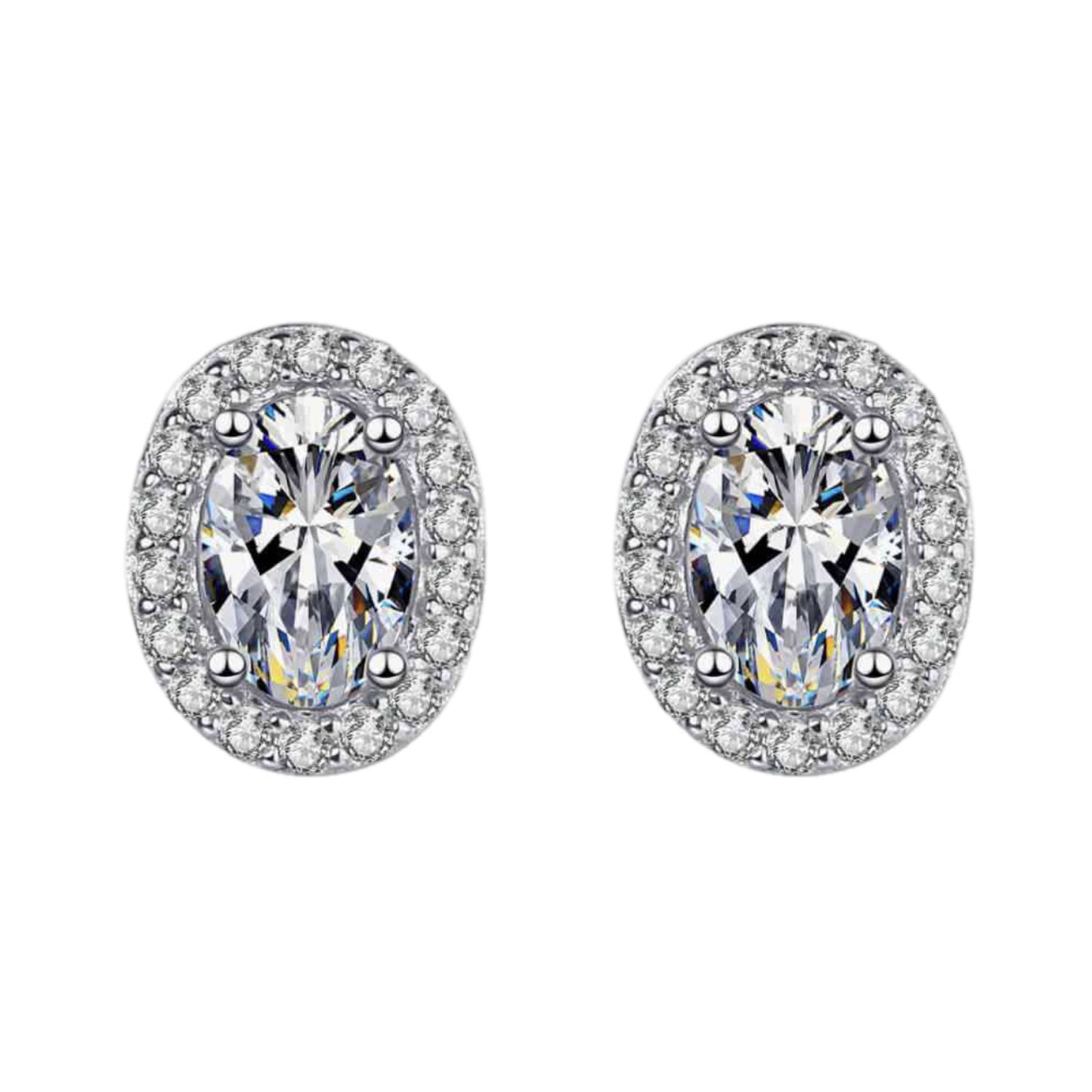 1 Carat Moissanite Oval Sterling Silver Stud Earrings