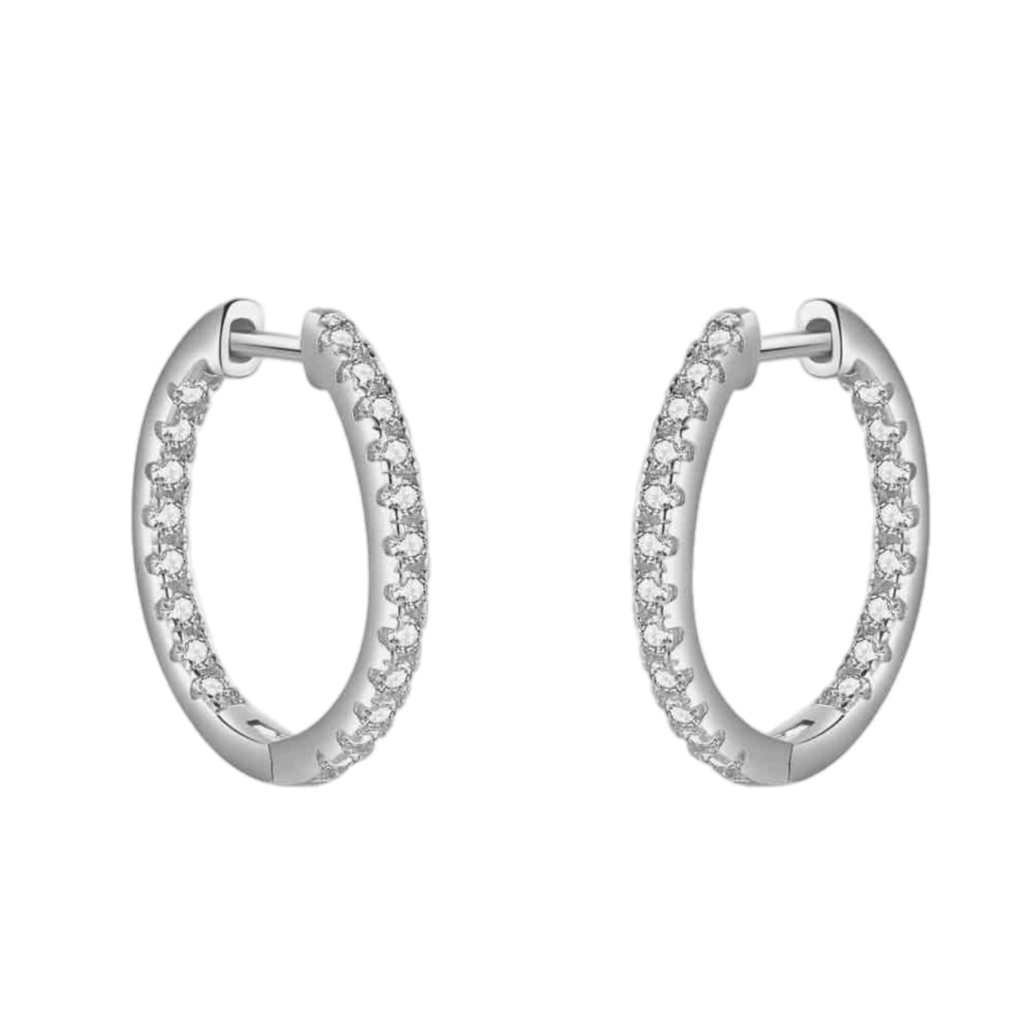 Moissanite Sterling Silver Hoop Earrings