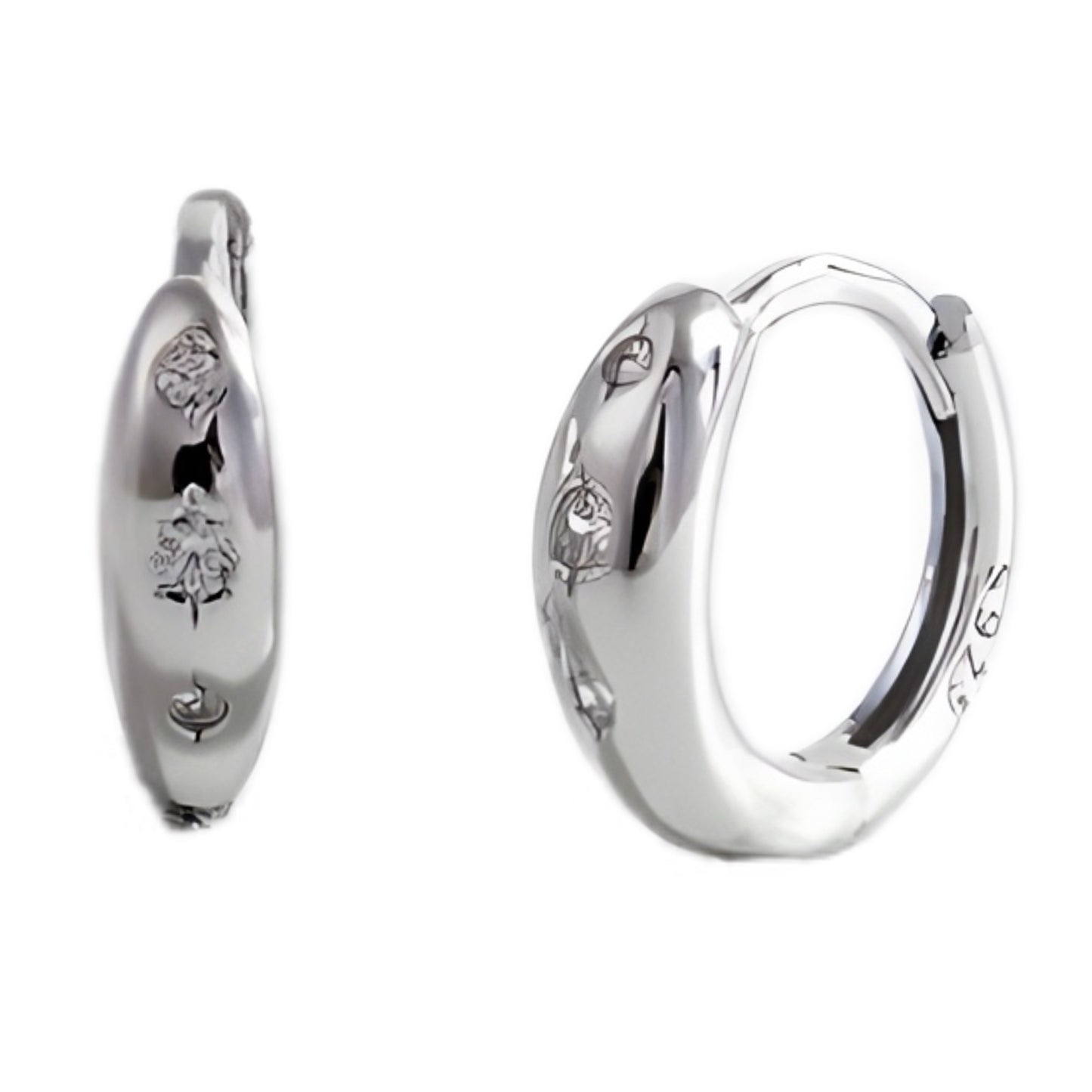 925 Sterling Silver Inlaid Zircon Huggie Earrings