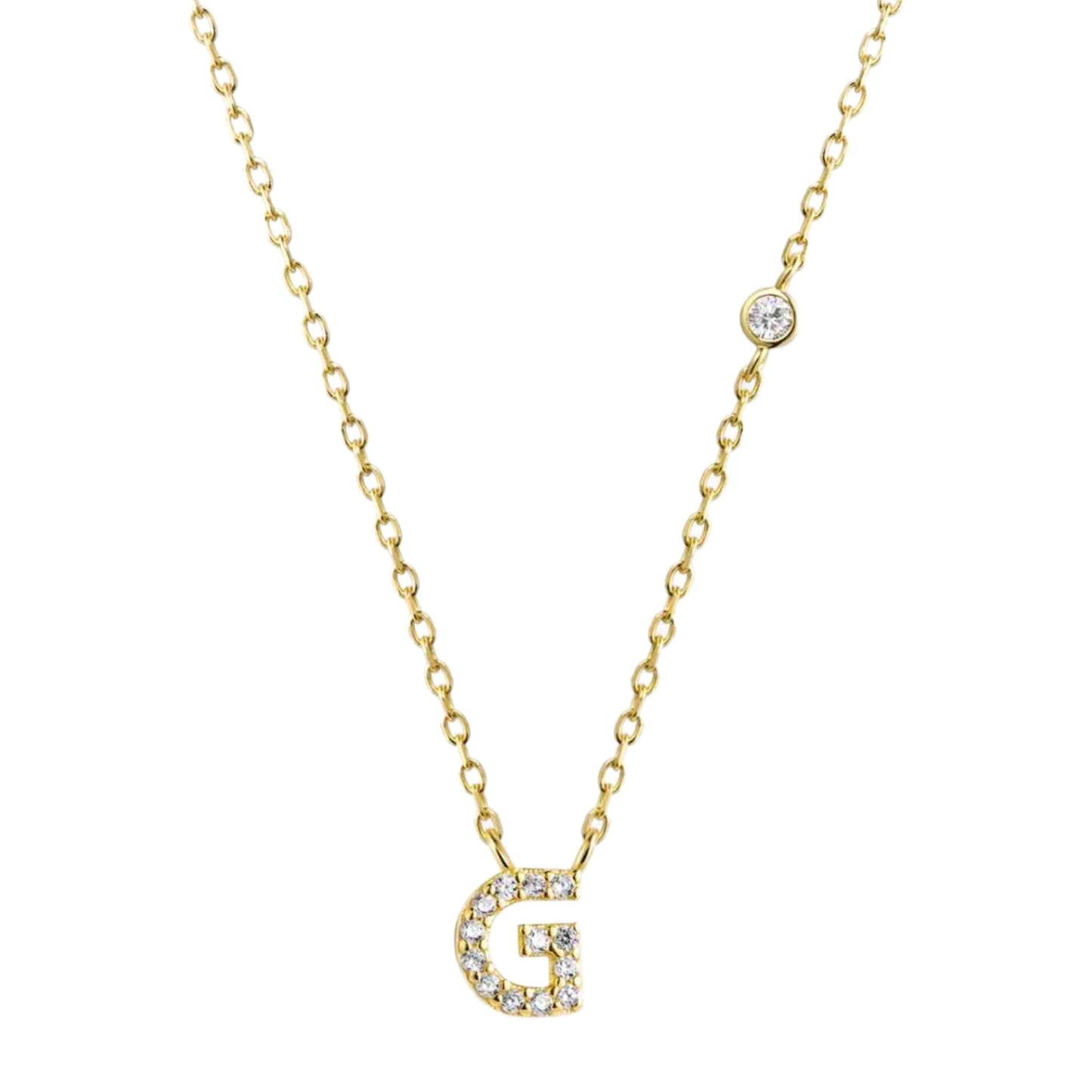 CZ Initial Charm Necklace - G to K