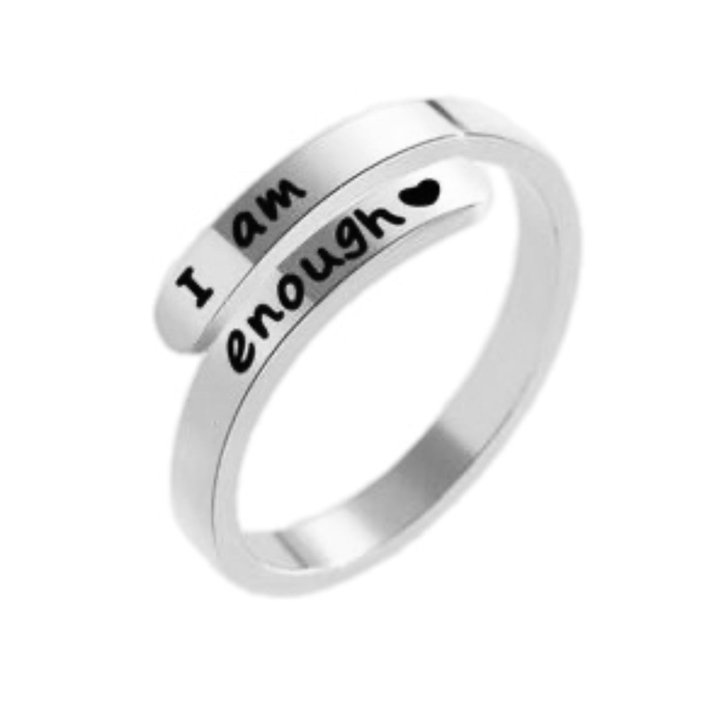 Sterling Silver Engraved "I Am Enough" Ring