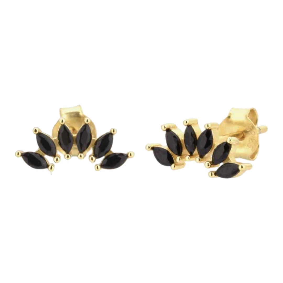 CZ Gold Sterling Stud Curved Earrings