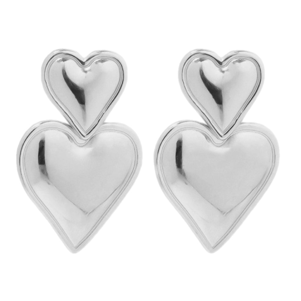 Twin Hearts Stainless Steel Earrings