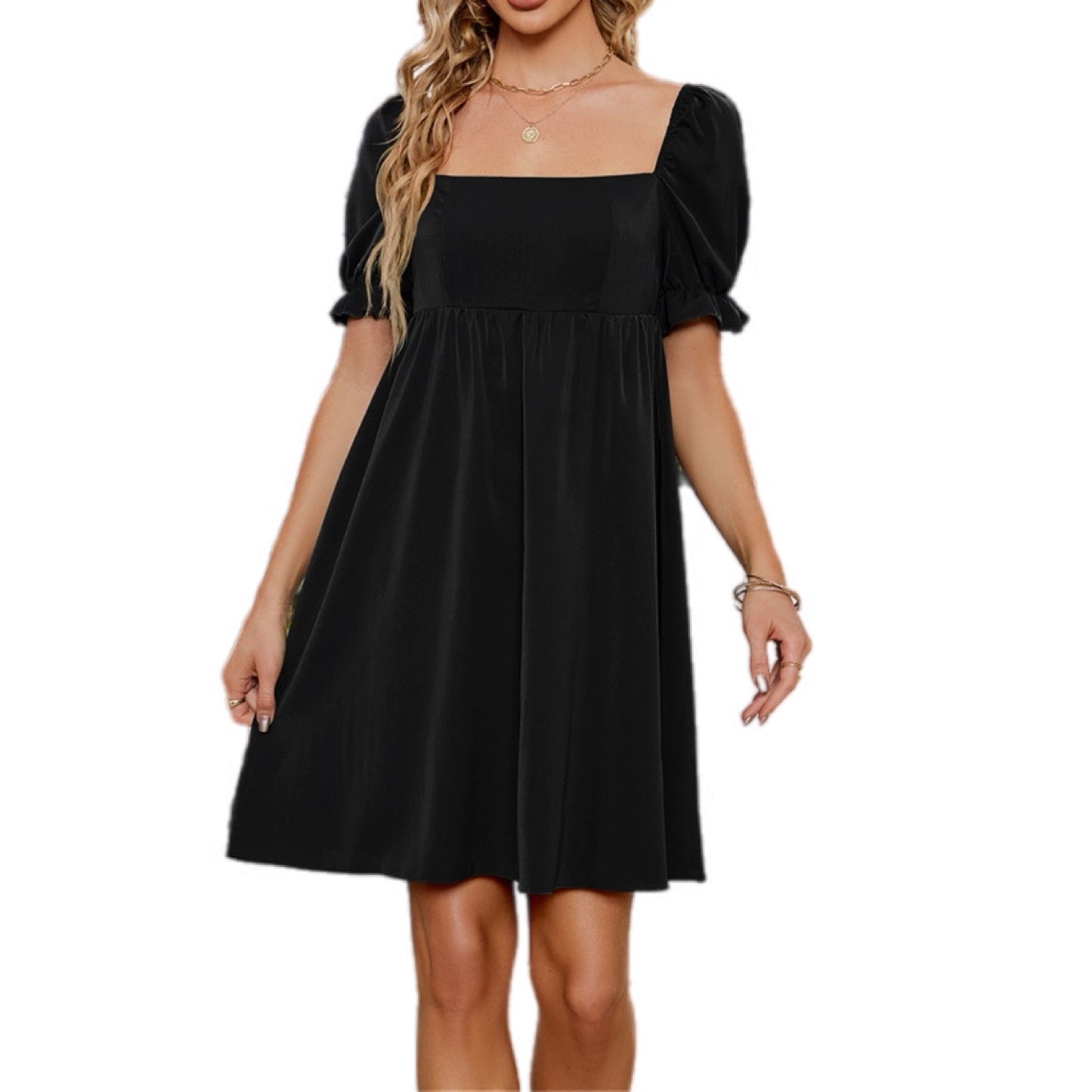 Ruched Flounce Sleeve Mini Dress