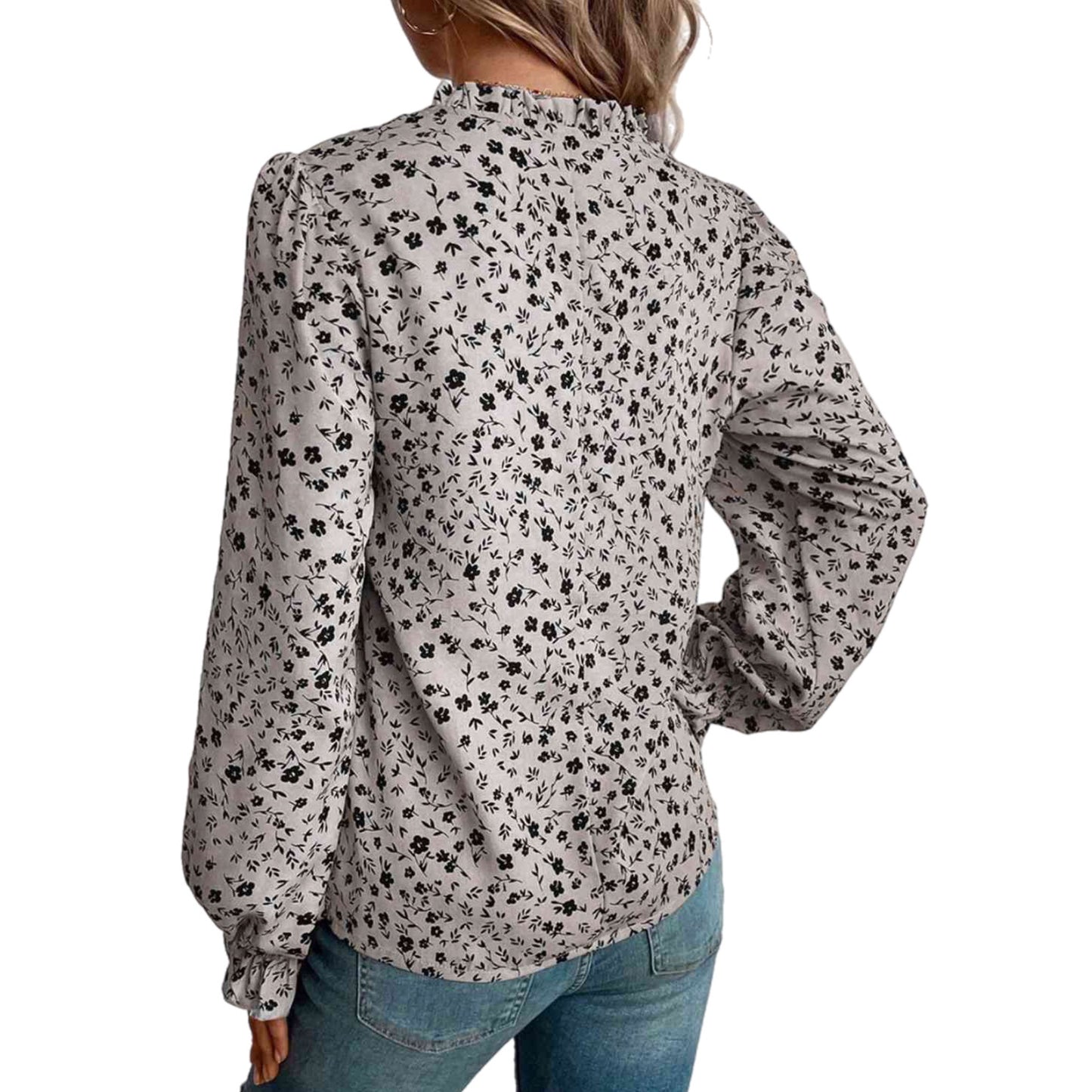 Notched Neck Flounce Blouse