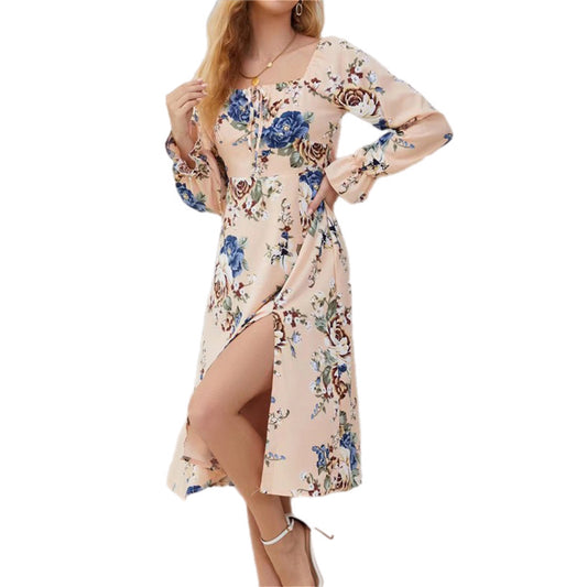 Floral Flounce Sleeve Dress