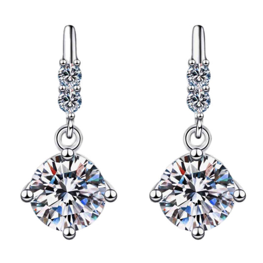 Moissanite 1 Carat Sterling Silver Dangle Earrings