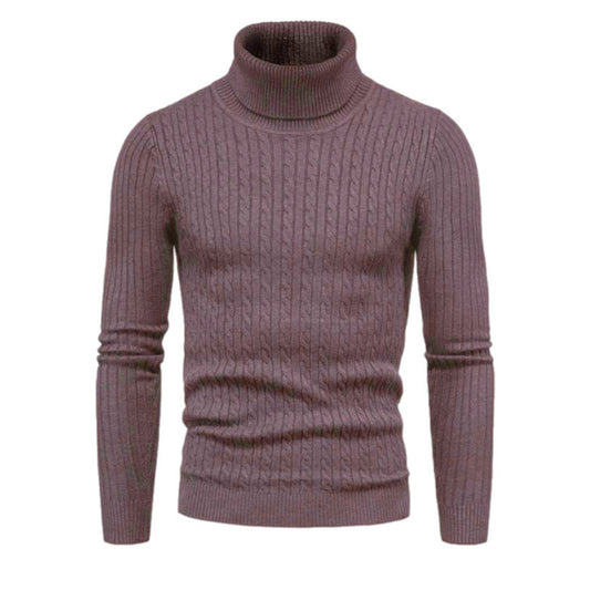 Knitted Striped Long Sleeve Turtleneck Shirt