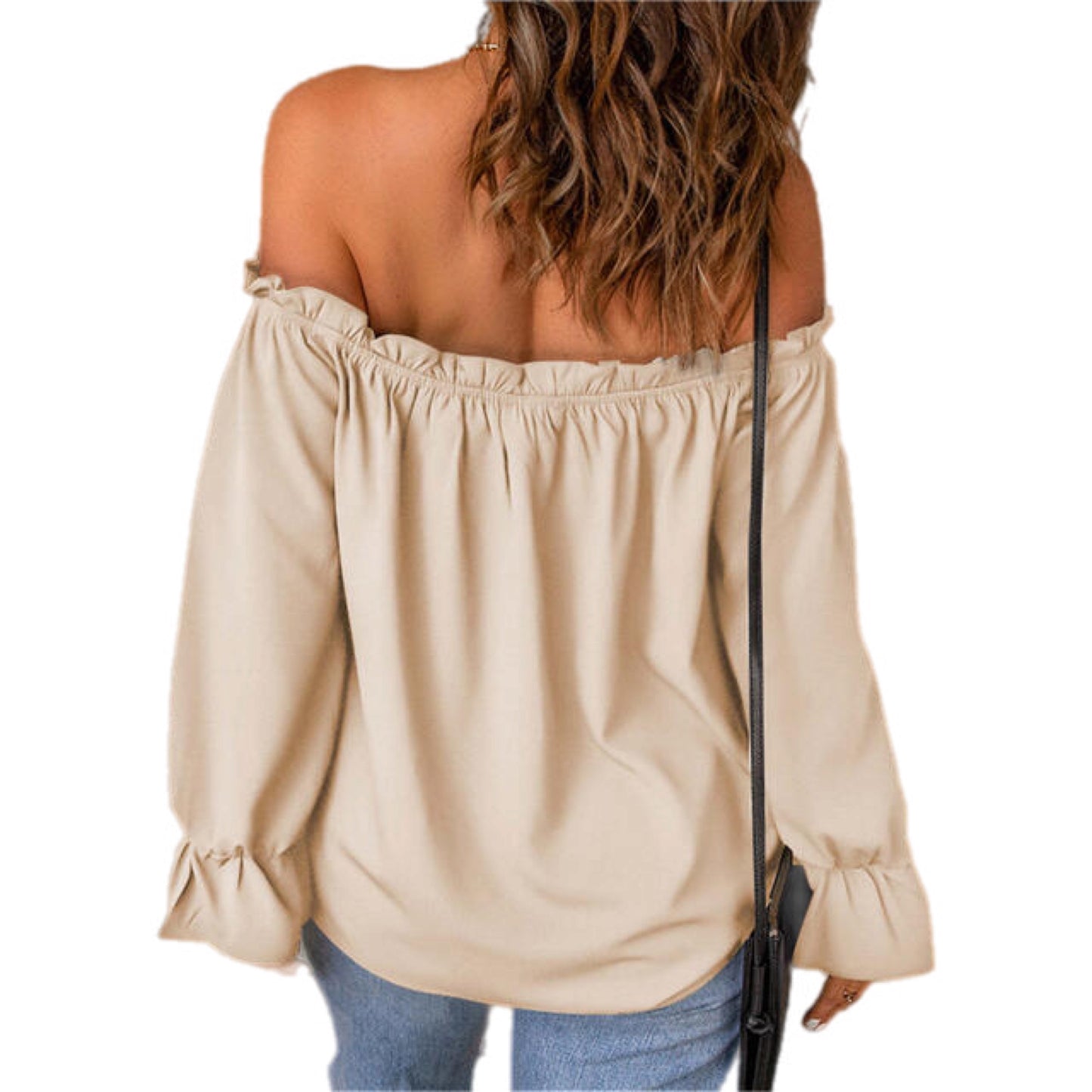 Off-Shoulder Flounce Sleeve Blouse