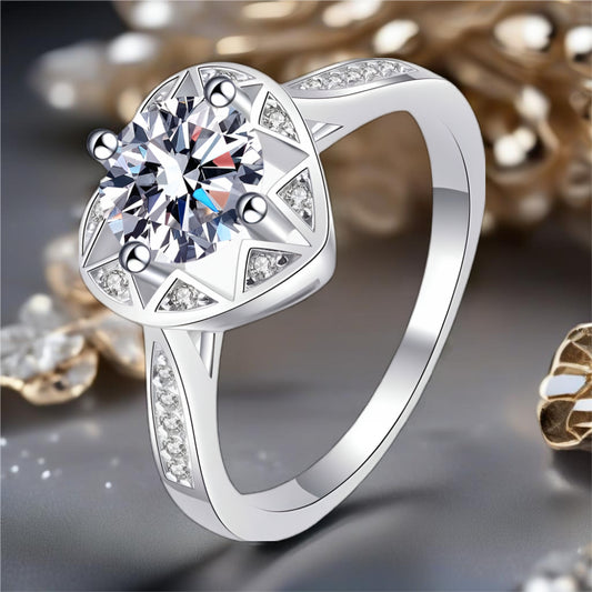 Moissanite Heart Ring