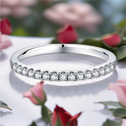 Moissanite Sterling Silver Half-Eternity Ring